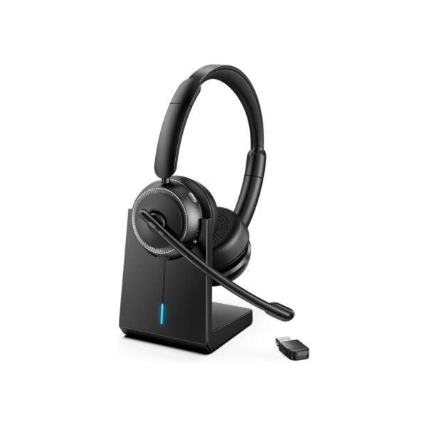 Upgrade ANC & ENC Wireless Headset with Mic for Work(Flip-to-Mute & Dongle)