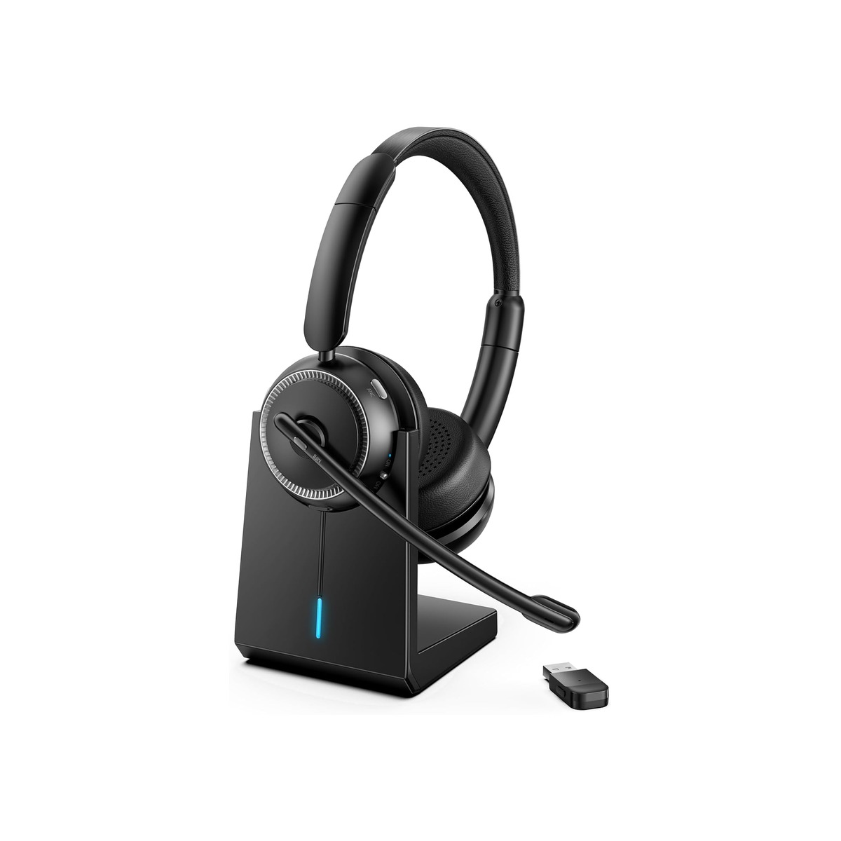 Upgrade ANC & ENC Wireless Headset with Mic for Work(Flip-to-Mute & Dongle)-1 Upgrade ANC & ENC Wireless Headset with Mic for Work(Flip-to-Mute & Dongle) - Image 1