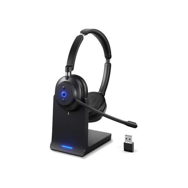 Wireless Headset with Mic for Work With Charging Stand & USB Dongle