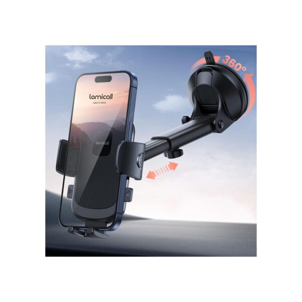 Lamicall Car Phone Holder - [Strongest Military-Grade Suction Cup] 360° Rotation