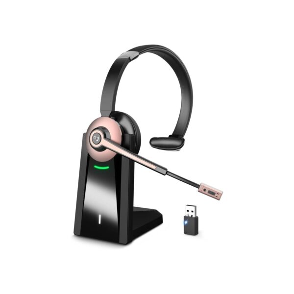 Wiressless Headset with Mic for Work, Bluetooth Headset with Noise Cancelling