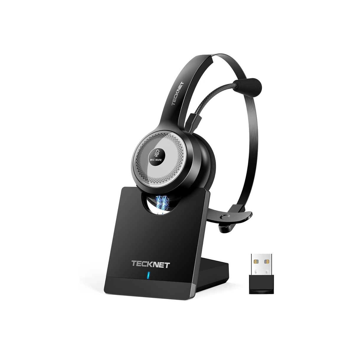 TECKNET Wireless Headset for Work Bluetooth Headphones with Mic USB Dongle-1 TECKNET Wireless Headset for Work Bluetooth Headphones with Mic USB Dongle - Image 1