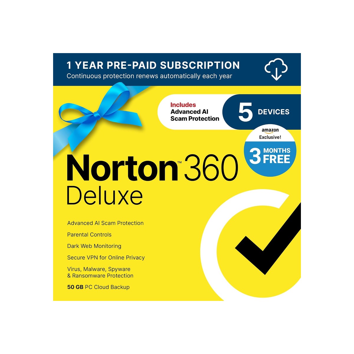 Norton 360 Deluxe, Antivirus software for 5 Devices with Auto-Renewal – 3 MONTHS-1 Norton 360 Deluxe, Antivirus software for 5 Devices with Auto-Renewal – 3 MONTHS - Image 1