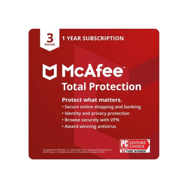 McAfee Total Protection | 3 Device | Antivirus Internet Security Software | VPN