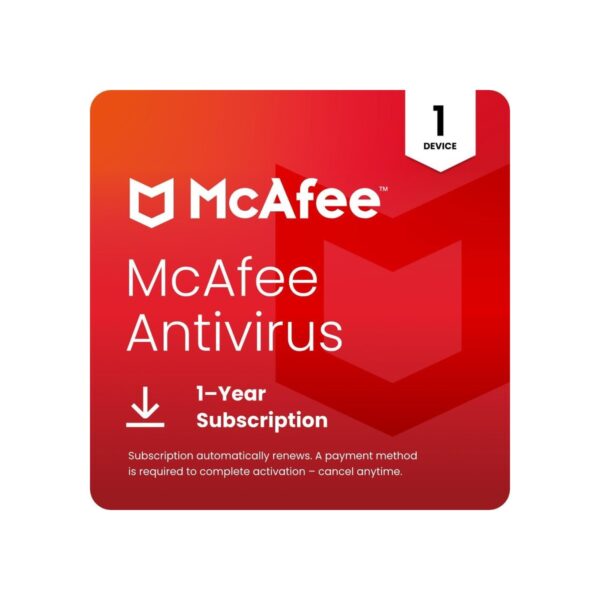 McAfee AntiVirus Virus Protection Software 2026 for 1 PC | Auto-Renews