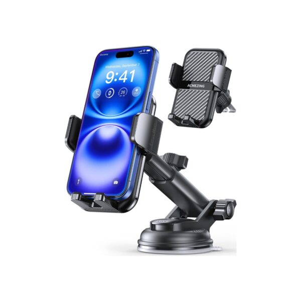 ACMEZING 3-in-1 Car Phone Holder, Suction Cup & Air Vent Dashboard Mount