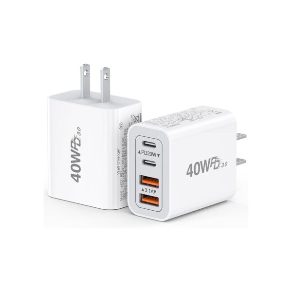 [2-Pack] 40W USB C Charger Cube, Wall Plug Fast Charging Block