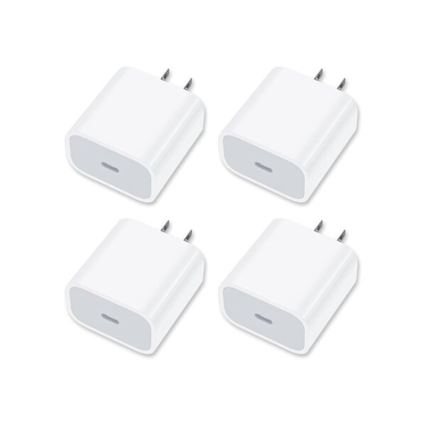 [4 Pack] USB-C Wall Charger, 20W USB-C Power Adapter Replacement for Phone