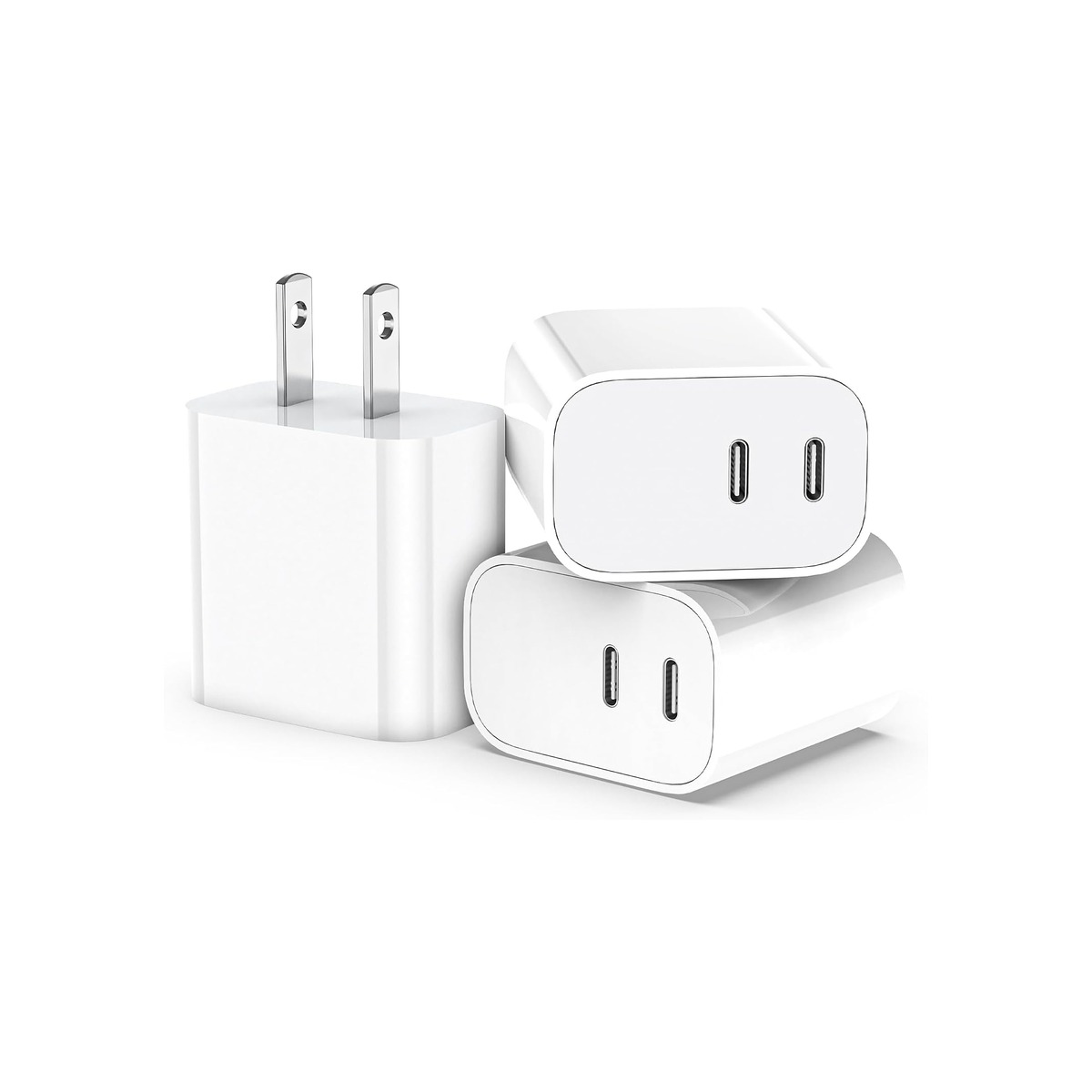 USB C Charger Block,3-Pack Dual Port USB C Fast Charging Block-1 USB C Charger Block,3-Pack Dual Port USB C Fast Charging Block - Image 1