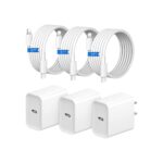 iPhone Fast Charger 3+3Pack 20W USB C Wall Charger with 6FT Fast Charging Cable