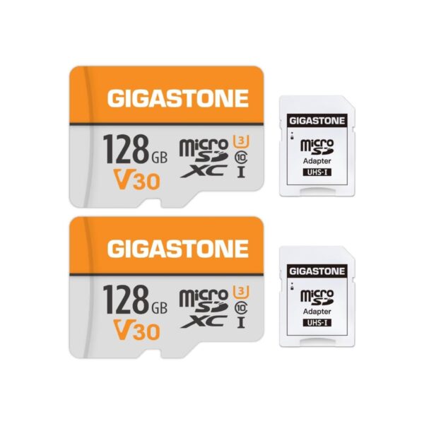 GIGASTONE 128GB Micro SD Card 2-Pack, A1 V30 4K Video Recording