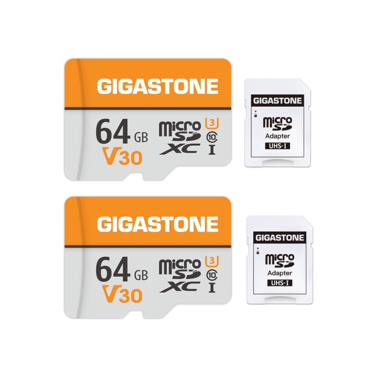 GIGASTONE 64GB Micro SD Card 2-Pack, V30 4K Video Recording, Surveillance-1 GIGASTONE 64GB Micro SD Card 2-Pack, V30 4K Video Recording, Surveillance - Image 1