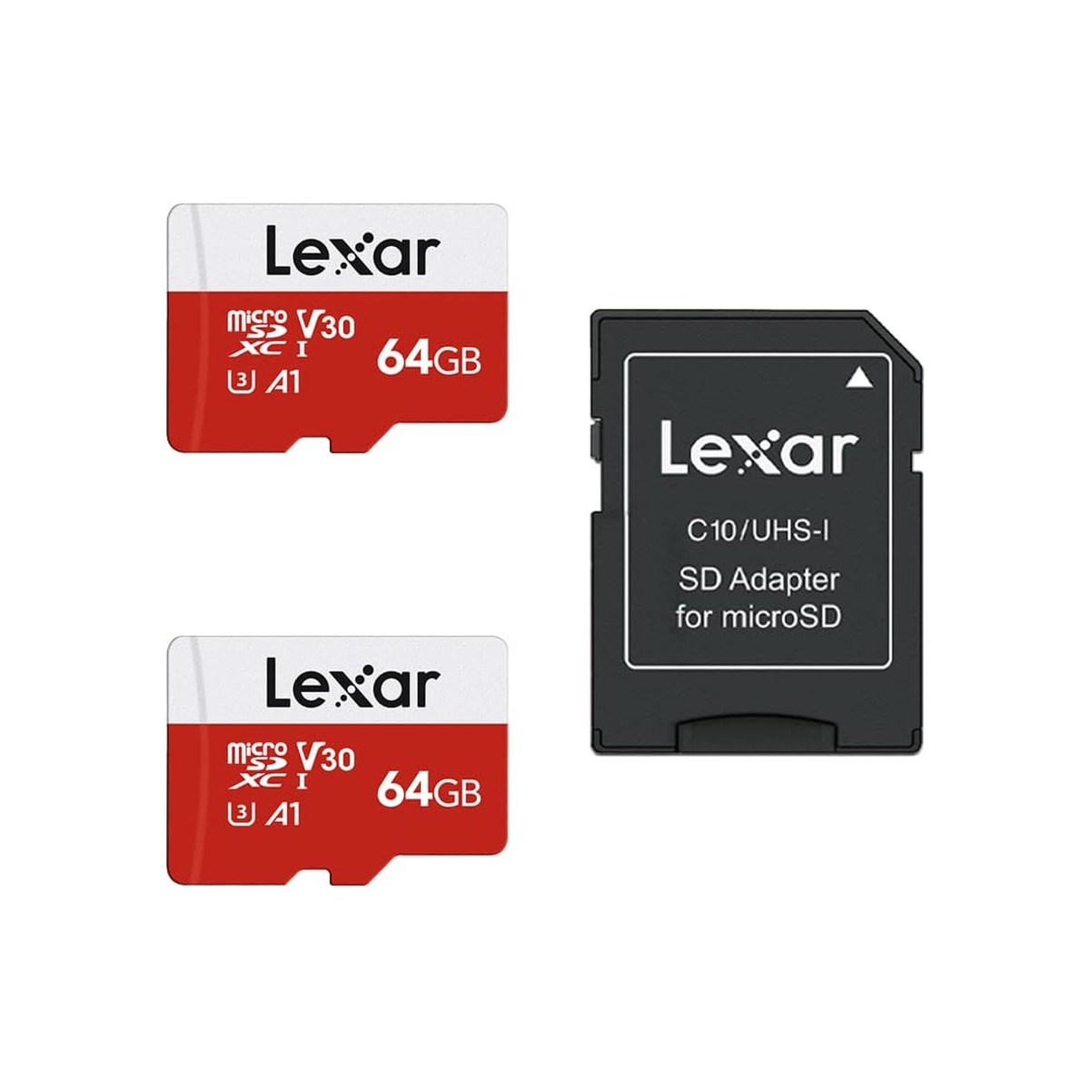Lexar 64GB Micro SD Card 2 Pack, microSDXC UHS-I Flash Memory Card with Adapter-1 Lexar 64GB Micro SD Card 2 Pack, microSDXC UHS-I Flash Memory Card with Adapter - Image 1