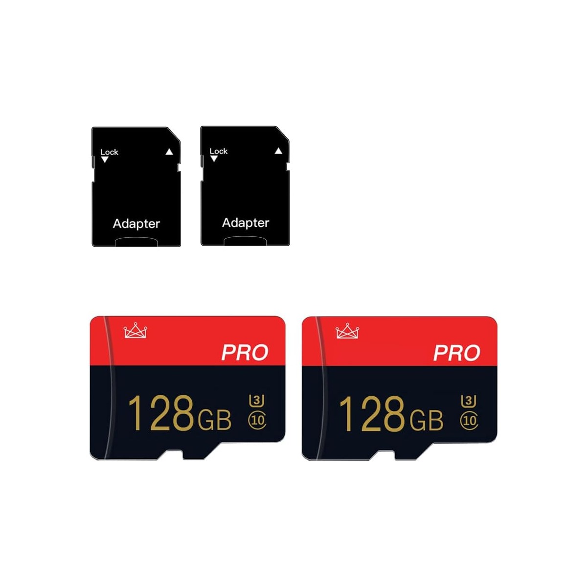 2 Pack Micro sd Card 128GB Class 10 with Adapter High Speed Memory Card for-1 2 Pack Micro sd Card 128GB Class 10 with Adapter High Speed Memory Card for - Image 1
