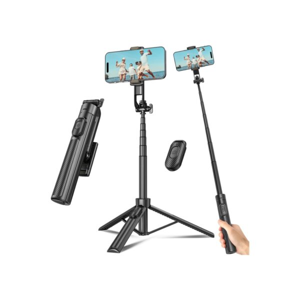 Selfie Stick Travel Tripod for Cell Phone with Remote Control and Phone Holder