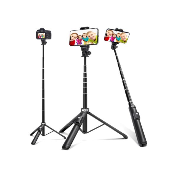 BZE 62 inches Extendable Selfie Stick Tripod with Wireless Remote & Phone Holder