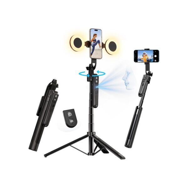 yAyusi 70.9" Auto Face Tracking Selfie Stick Tripod for iPhone with Light