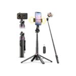 53'' Selfie Stick Tripod with Light, Enhanced 4-Leg Cell Phone Stand Camera