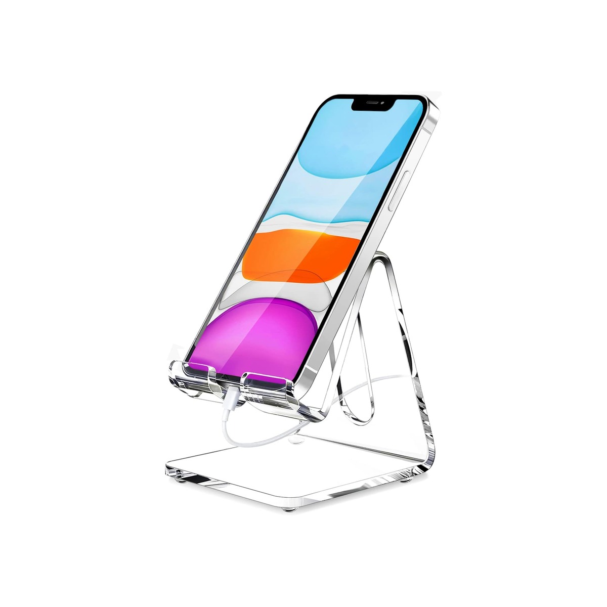 Crpich Acrylic Cell Phone Stand, Portable Clear Phone Stand for Desk-1 Crpich Acrylic Cell Phone Stand, Portable Clear Phone Stand for Desk - Image 1