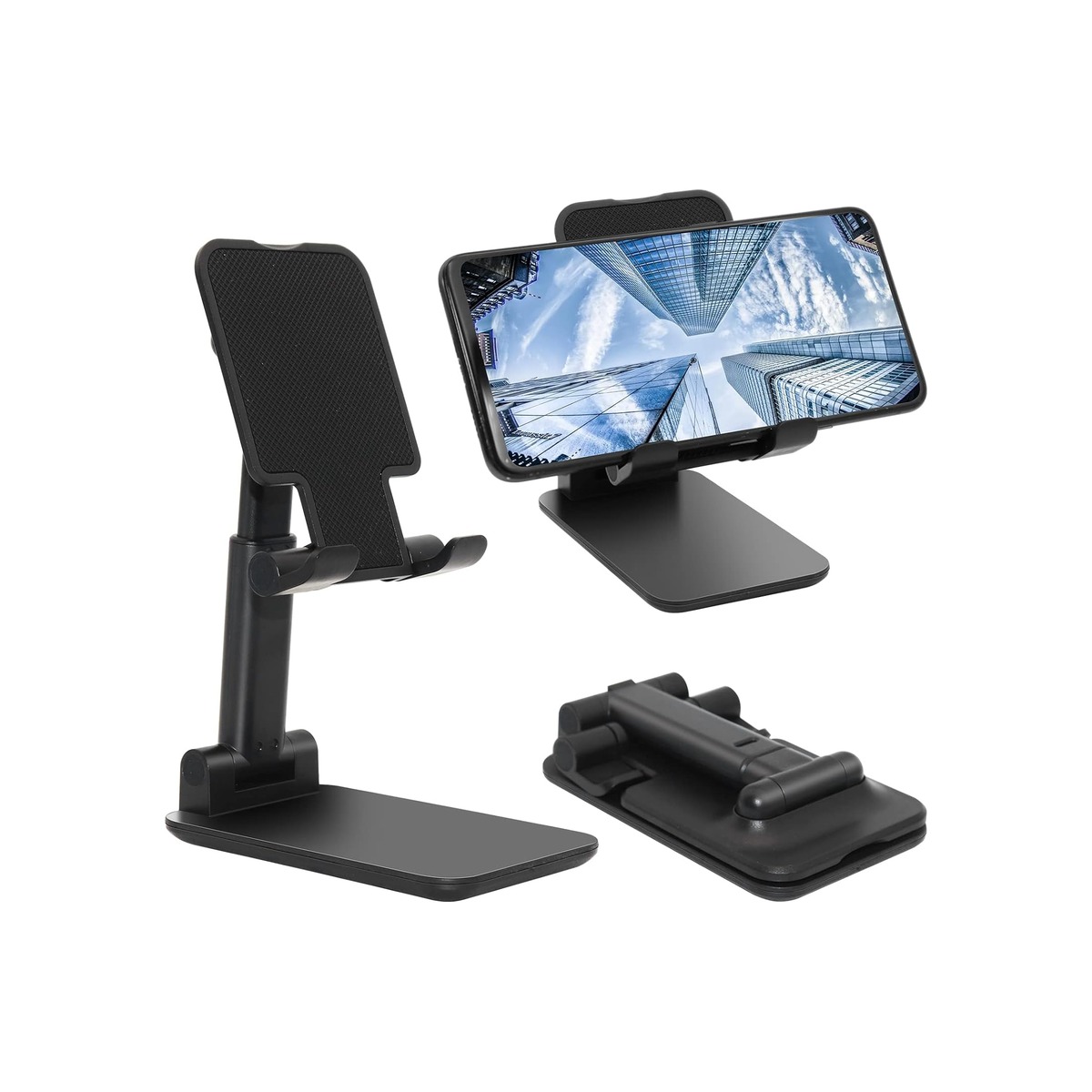 Cell Phone Stand for Desk, Angle & Height Adjustable Phone Holder, (Black)-1 Cell Phone Stand for Desk, Angle & Height Adjustable Phone Holder, (Black) - Image 1