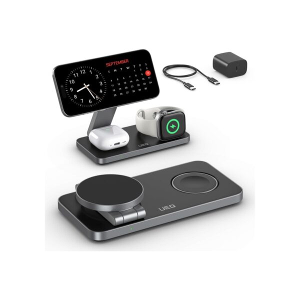 UEQ Foldable 3 in 1 Wireless Charging Station for Apple Magsafe Charger Stand