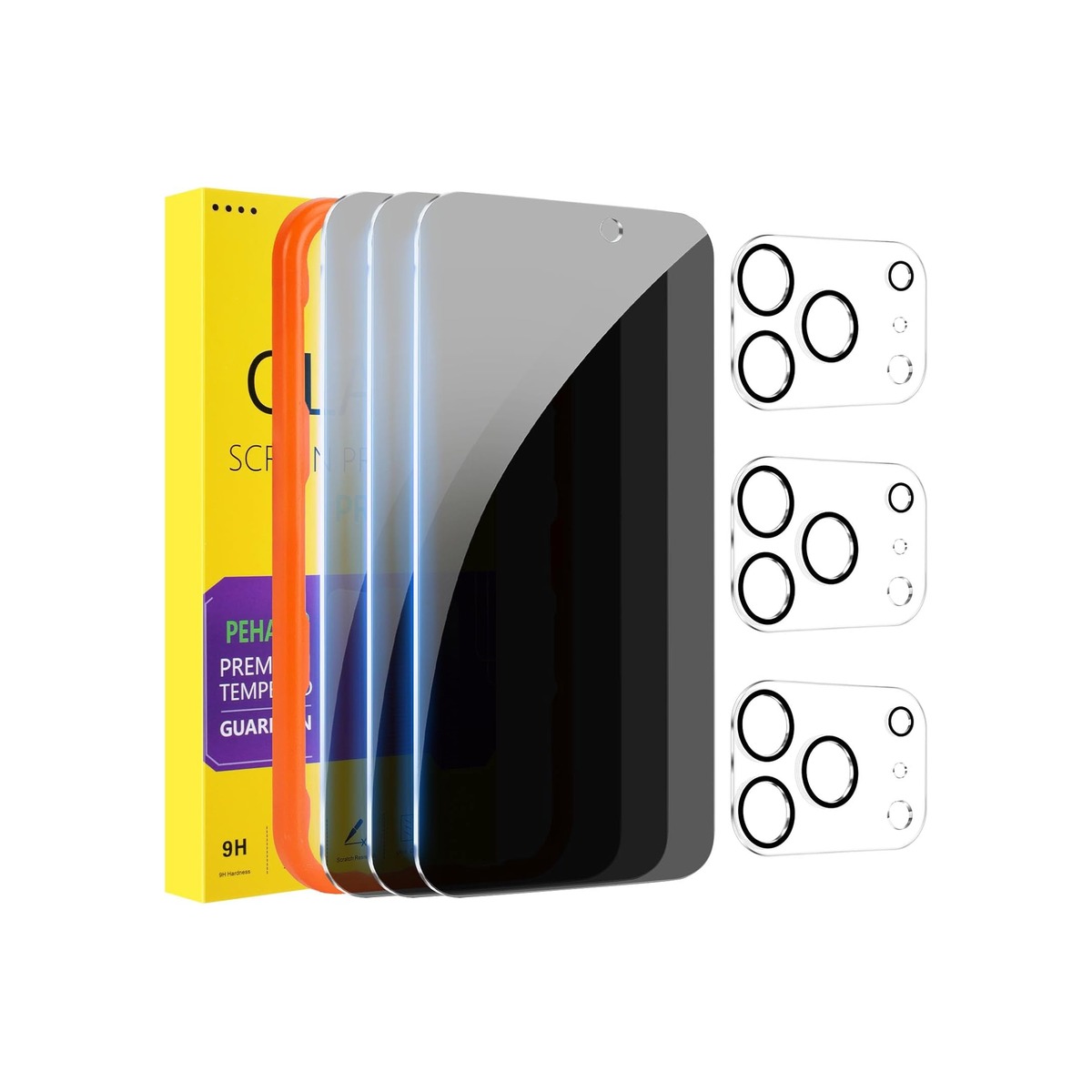 PEHAEL 3+3 Pack for iPhone 17 Pro Max Privacy Screen Protector with Camera Lens-1 PEHAEL 3+3 Pack for iPhone 17 Pro Max Privacy Screen Protector with Camera Lens - Image 1