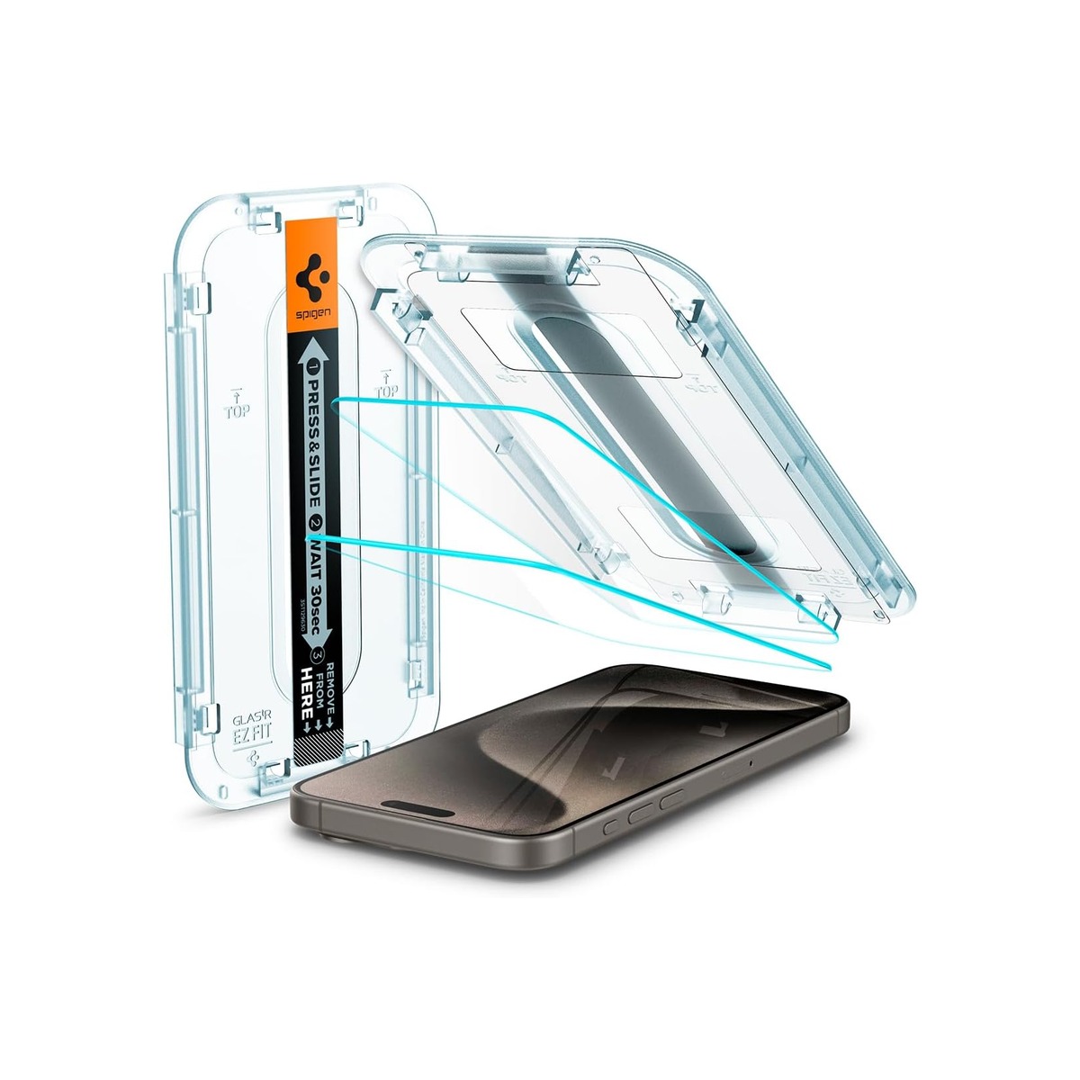 Spigen GlasTR EZ FIT Tempered Glass Screen Protector for iPhone 15 Pro Max-1 Spigen GlasTR EZ FIT Tempered Glass Screen Protector for iPhone 15 Pro Max - Image 1