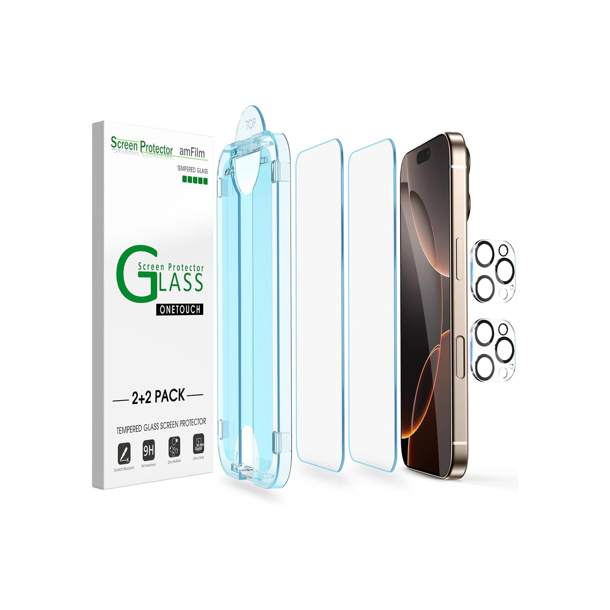 amFilm OneTouch for iPhone 16 Pro Max Screen Protector 6.9'' Tempered Glass-1 amFilm OneTouch for iPhone 16 Pro Max Screen Protector 6.9'' Tempered Glass - Image 1
