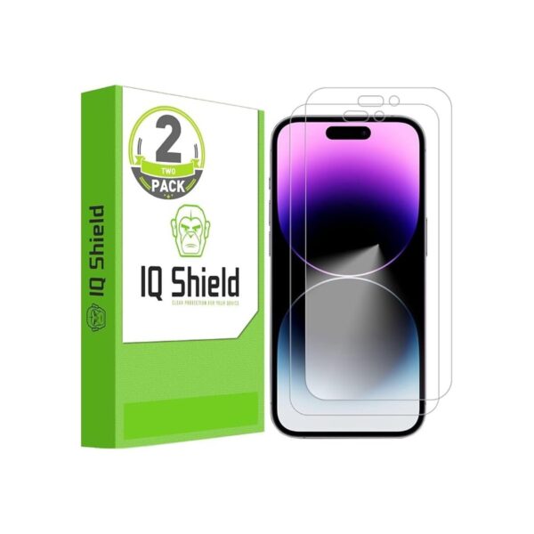 IQShield 2 Pack Screen Protector for iPhone 14 Pro (6.1 inch), Easy Install
