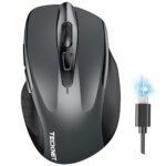 TECKNET Wireless Mouse, BT 5.0/2.4G, Rechargeable 6-DPI Silent, Grey - Image 2