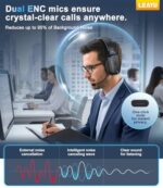 Bluetooth Headset, 60hrs AI Noise Canceling V5.2 Over Head Headphones - Image 2
