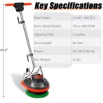HHQ Commercial Floor Scrubber Machine, 13" Heavy Duty Orbital Floor Cleaner - Image 2