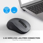 WisFox 2.4GHz Wireless Mouse for Laptop, Ergonomic 6-Button Design, Grey - Image 2