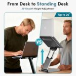 Lifelong Aluminum Adjustable Laptop Stand, Extra Tall 20" Riser, Grey - Image 2