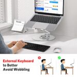 OMOTON Adjustable Laptop Stand for Desk 360° Rotating Base up to 17" Silver - Image 2