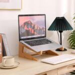 Wooden Laptop Stand Vertical Laptop for 13-18.6in Bamboo Stand for Desk - Image 2