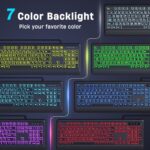 KOPJIPPOM Large Print Keyboard - 7 Interchangeable Backlight Colors - Image 2