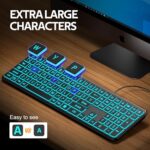 Hamile Large Print Light Up Keyboard, USB Silent Wired Keyboard - Image 2