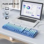 MOWUX Computer Keyboard Wired, Plug and Play USB Retro Round Typewriter Keyboard - Image 2