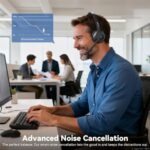 Wireless Headset with Mic for Work, Bluetooth Headset with Microphone Noise - Image 2