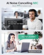AOC Wireless Headset with Mic for Work with AI Noise Cancelling Mic for Clear - Image 2