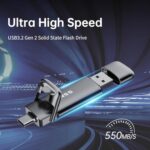 SSK 1TB USB Drive,External SSD Fast 550MB/s 2-in-1 Dual-Drive Type C+ A USB3.2 - Image 2