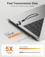 128GB USB 3.0 Flash Drive, Mini Thumb Drive Waterproof Memory Stick with Lanyard - Image 2