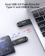 KEXIN 128GB USB C Flash Drive Dual Thumb Drive 100MB/s Swivel USB-A & Type-C USB - Image 2
