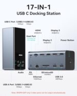 USB C Docking Station 3 Monitors, MOKiN Triple Display Docking Station with 3 - Image 2