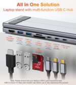 USB C Laptop Docking Station Stand, 7 in 1 Hub With 4K HDMI, 2 USB 3.1, PD 100W - Image 2