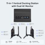USB C Laptop Docking Station Dual Monitor, 11 in 1 Vertical Dock with 2 HDMI 4K - Image 2