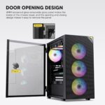 Vetroo Black AL800 Mid Tower ATX PC Computer Case - Door Opening Design - Image 2