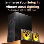 Mini-ITX PC Case with 2x120mm ARGB Fans, High Airflow ITX Case, ATX PSU Support - Image 2