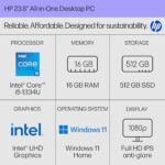 HP 23.8 inch All-in-One Desktop PC, FHD Display, Intel Core i5-1334U, 16 GB RAM - Image 2